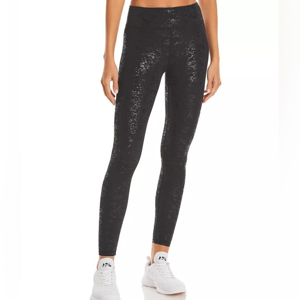 Terez Black Tonal Foil Haze UpLift Mid Rise Leggings